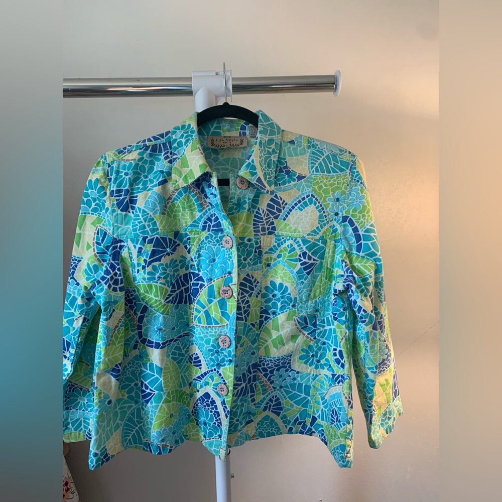 Floral Blue and Green Women's Jacket size PL